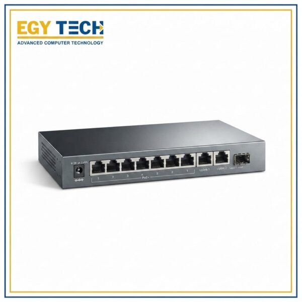 TP-Link / ES210GMP / Omada 8 Port Gigabit POE ( 8 POE – 123 Watt ) & 1× GE RJ45 Port + 1× SFP/RJ45 Combo Port Easy Managed Switch