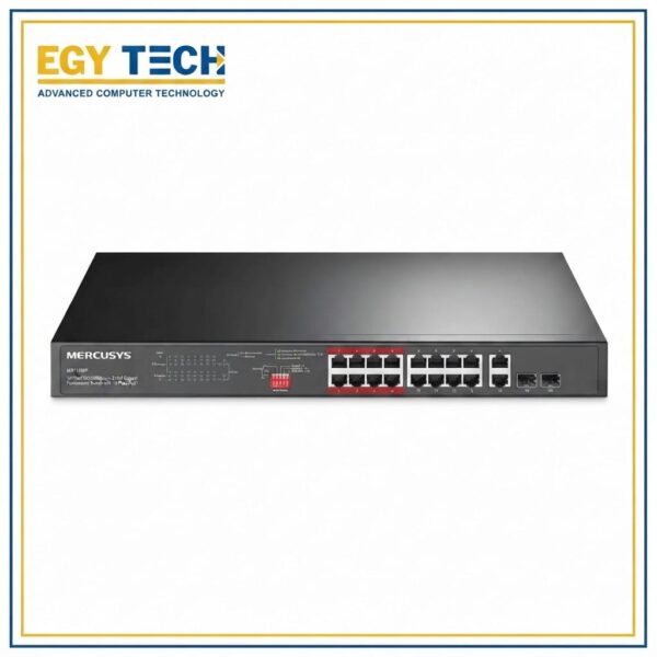MERCUSYS / MS118CP / 16 port 10/100 ( 16 poe+190W ) Long Range 250m & 2× combo Gigabit SFP