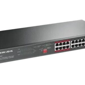 mercusys / ms118cp / 16 port 10/100 ( 16 poe+ & 190w ) long range 250m & 2× combo gigabit sfp switch