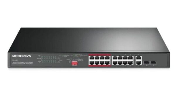 MERCUSYS / MS118CP / 16 port 10/100 ( 16 poe+190W ) Long Range 250m & 2× combo Gigabit SFP