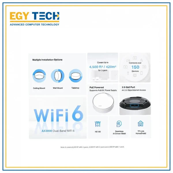 TP-Link Deco X50-PoE (3-Pack) AX3000 Whole Home Mesh Wi-Fi 6 System 2.5G Port